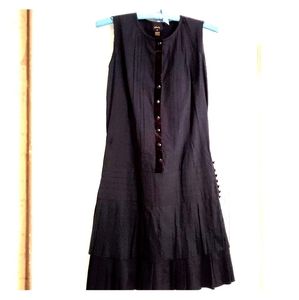 Georgette sleeveless blk cotton dress